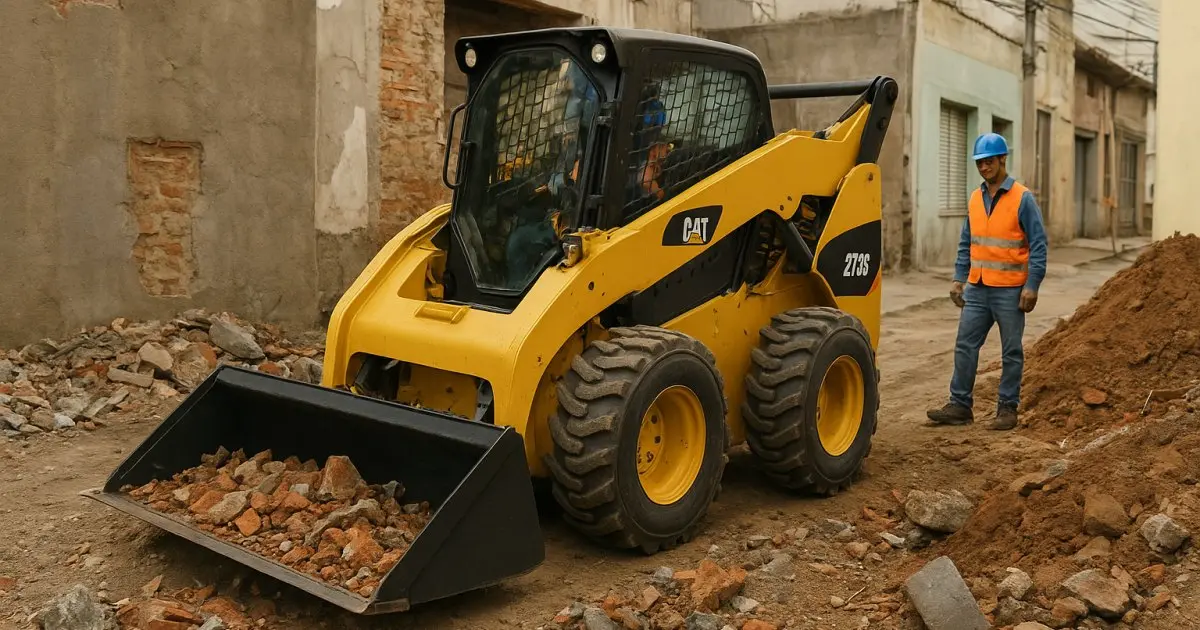 Mini Carregadeira Compacta (Bobcat) em obra no Bom Fim, Porto Alegre/RS