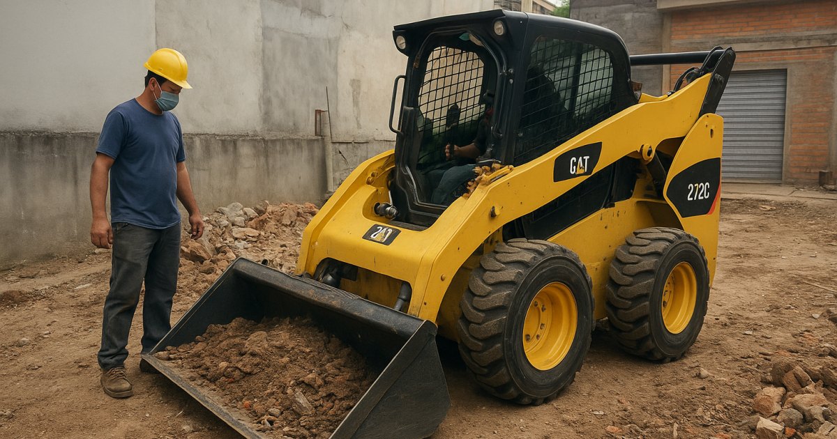 Mini Carregadeira Compacta (Bobcat) em obra urbana no bairro São Geraldo, Porto Alegre/RS