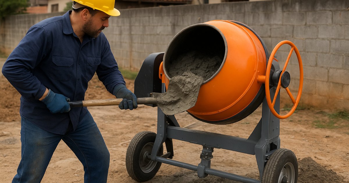Betoneira para locação em Petrópolis, Porto Alegre/RS, usada no preparo de concreto e argamassa em obra