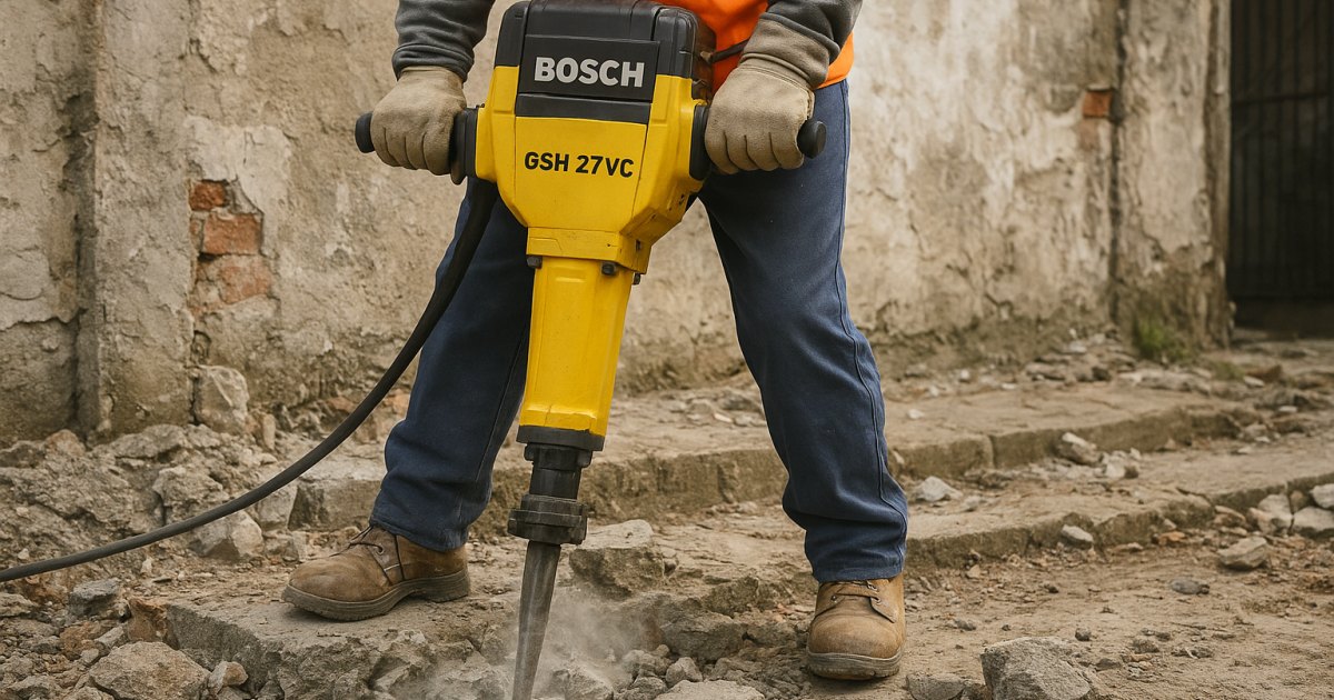 Martelete Rompedor Bosch GSH 27 VC para demolição pesada em obra no Mont'Serrat, Porto Alegre/RS