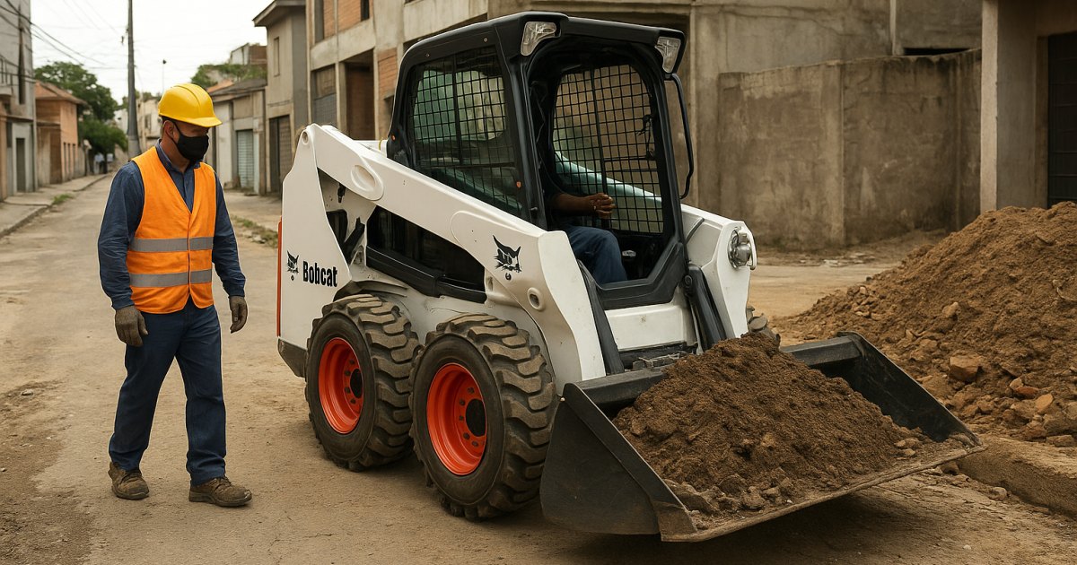 Mini Carregadeira Compacta (Bobcat) em obra na Cidade Baixa, Porto Alegre/RS