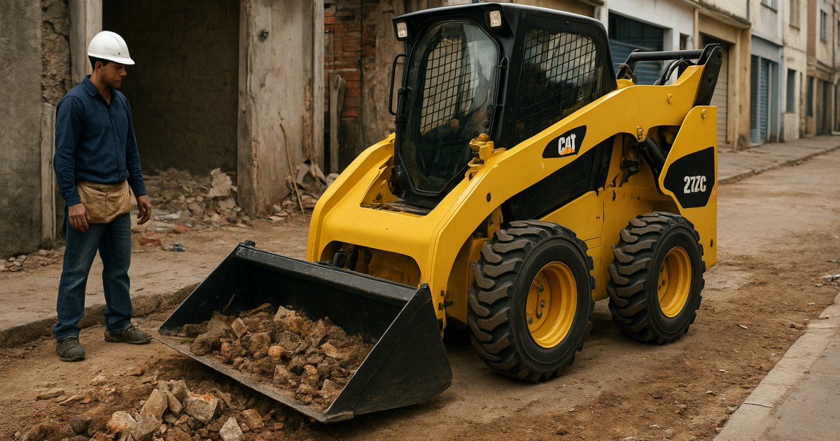 Mini Carregadeira Compacta (Bobcat) em obra urbana na Cidade Baixa, Porto Alegre/RS