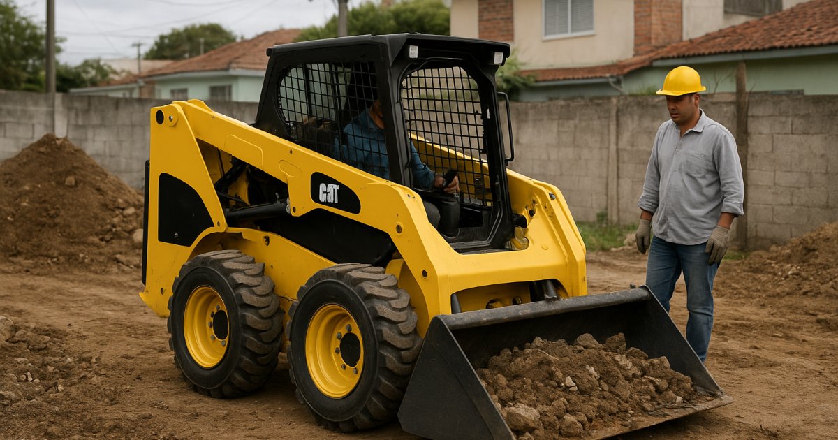 Mini Carregadeira Compacta (Bobcat) em obra no Cristo Redentor, Porto Alegre/RS