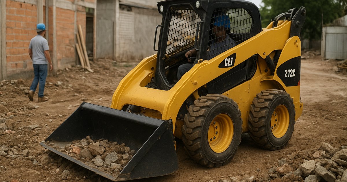 Mini Carregadeira Compacta (Bobcat) em obra urbana no Jardim Botânico, Porto Alegre/RS