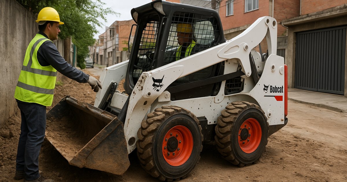 Mini Carregadeira Compacta (Bobcat) em obra no Mont'Serrat, Porto Alegre/RS