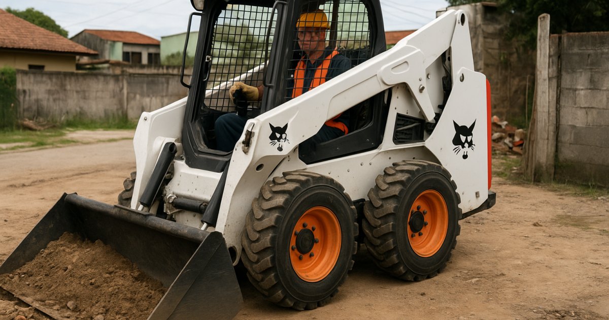 Mini Carregadeira Compacta (Bobcat) em obra na Restinga, Porto Alegre/RS