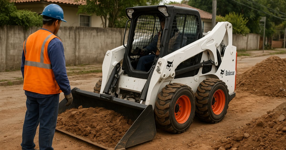 Mini Carregadeira Compacta (Bobcat) em obra na Tristeza, Porto Alegre/RS