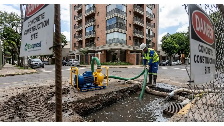Motobomba Eletroplas MBC para drenagem de água suja no bairro Moinhos de Vento, Porto Alegre/RS