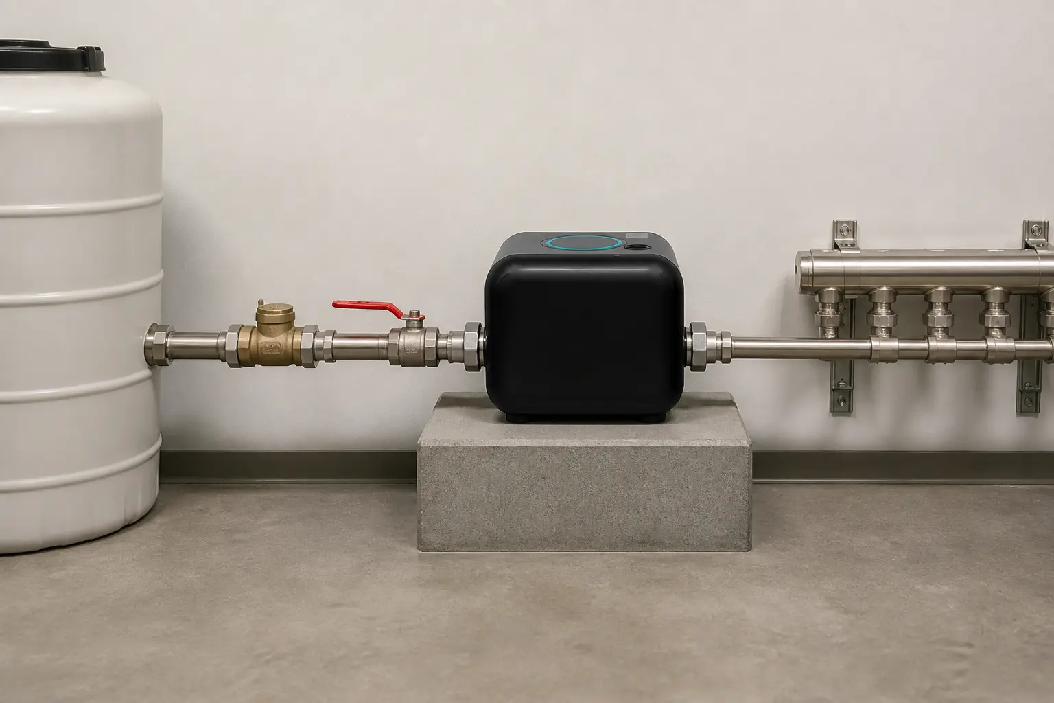 Imagem técnica exclusiva: Pressurização temporária de rede de água potável no bairro Bom Fim, Porto Alegre/RS: método executivo com Pressurizador Schneider Smart Box